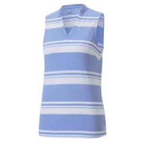 NWT- PUMA - Women's Blue and White Striped Polo